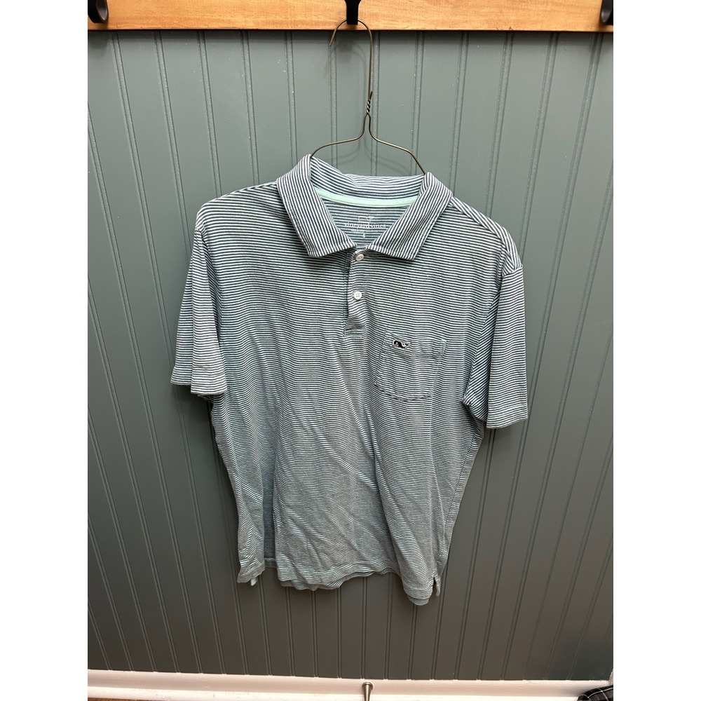 Vineyard Vines Striped Polo Shirt Men's Size S Short Sleeve Pocket Whale Logo